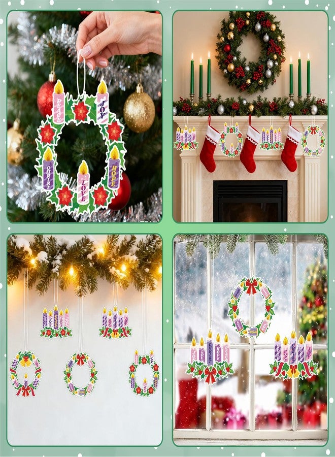 مجموعة أدوات صنع أكاليل عيد الميلاد للأطفال (٢٤ قطعة)، نشاط اصنع بنفسك أكاليل شموع عيد الميلاد، زينة دينية لعيد الميلاد للمنزل والفصول الدراسية والمدرسة والكنيسة والعائلة والعطلات - Image 5